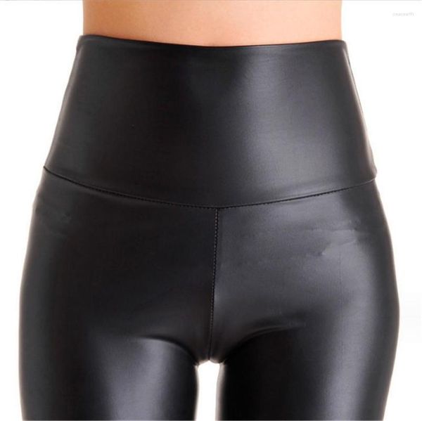 Leggings femininas super alta cintura legging para mulheres falso couro fosco cintura larga bom elástico sexy clube calças longas altas 180