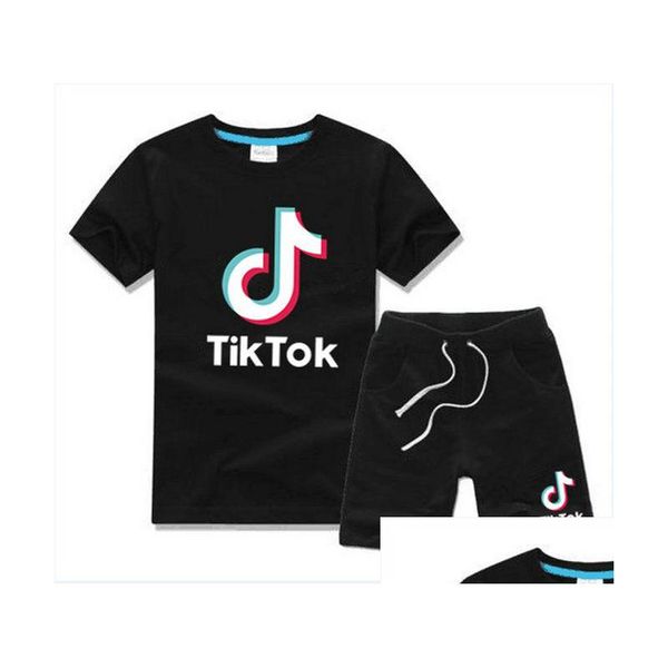 Conjuntos de roupas infantis meninos gril roupas de verão tik tok impressão manga curta addshorts entrega gota dhztl