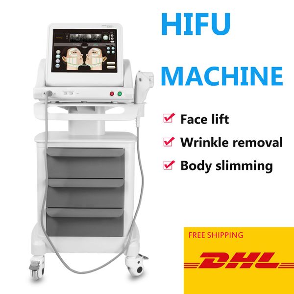 Hifu portátil face lift cuidados com a pele máquina de ultrassom focada de alta intensidade com 5 cartuchos para uso em salão de beleza doméstico