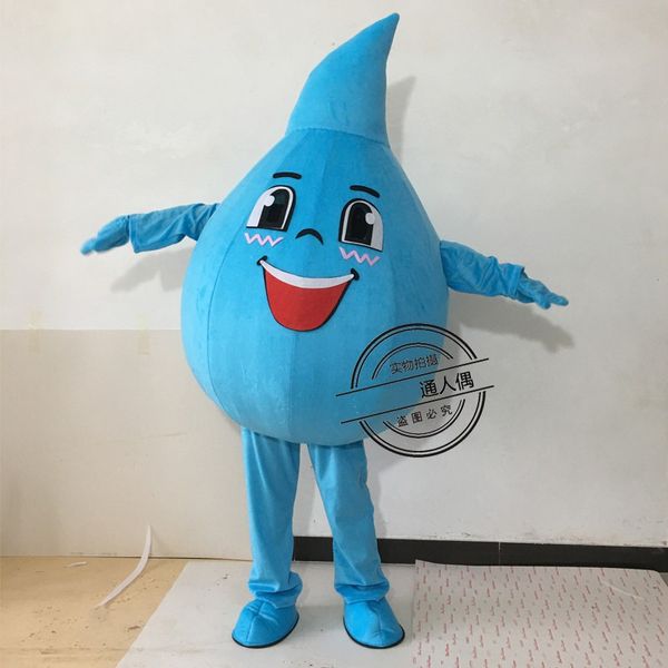 Adulto gota de água mascote traje mascote tema carnaval personagem terno colorido gota de chuva gotejamento mascote trajes de festa de halloween