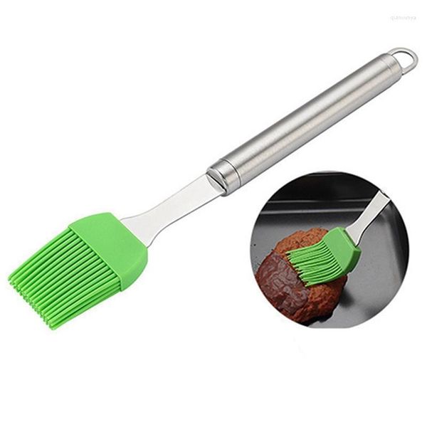 Ferramentas 1 pc resistente ao calor escova de silicone à prova de óleo de pastelaria com cabo de metal acessórios para churrasco cor aleatória