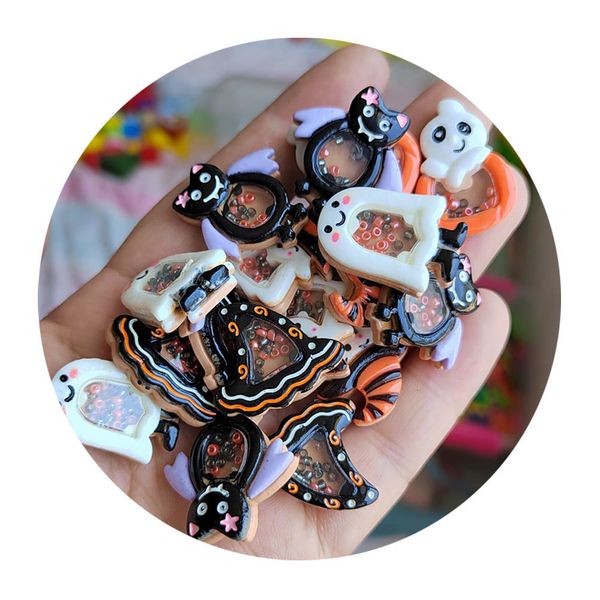 Outros suprimentos de festa de evento Lantejoulas Acrílico Quicksand Patch Halloween Flatback Planar Resina Cabochão para Arcos de Cabelo Artesanais 230915