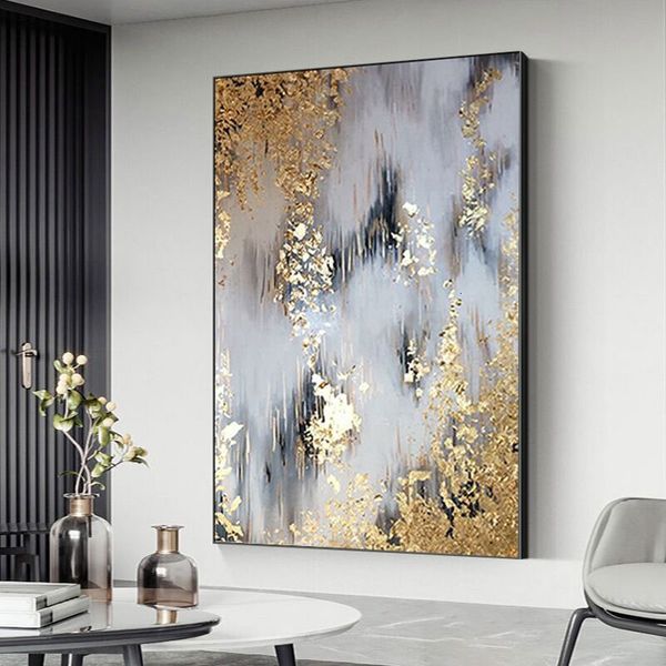 Dipinti Dipinti a mano Moderni Astratti su tela Dipinti ad olio Astratti oro Pittura a olio immagine Soggiorno Decorazione della casa dipinti murali 230914