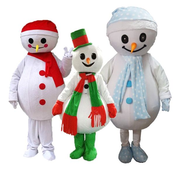 Vendita di alta qualità Costume della mascotte del pupazzo di neve di Natale Costume della mascotte di prestazione della festa di Natale Formato adulto Vestito da festa di Halloween