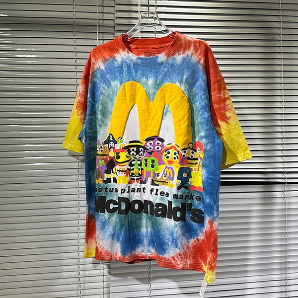 Magliette 24SS Tie Dye T-shirt Plus T-shirt a maniche corte per uomo T-shirt superiori con stampa a sbuffo Top T-shirt casual