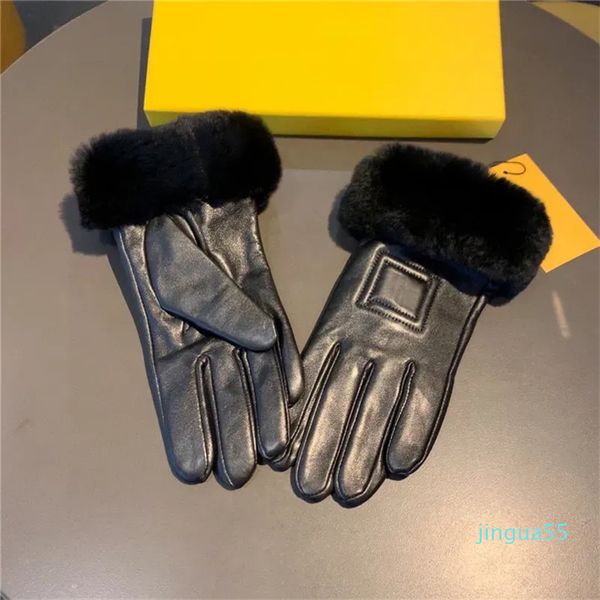 Winter-Designer-Lederhandschuhe für Damen, modisch, Cony Hair Damen-Fäustlinge, Touchscreen-Herren-Handschuh, warme Handschuhe