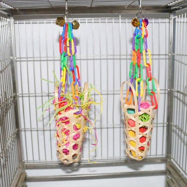 Outros suprimentos de pássaros pendurado gaiola mascar rack engraçado criativo não-tóxico pressão de liberação 34x7cm pássaros mordida brinquedos coloridos