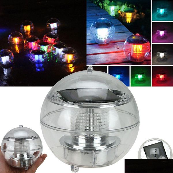 Luci subacquee Energia solare Lampada galleggiante impermeabile a LED Luce 7 colori che cambiano Globo Piscina Vasca da bagno Prato Balcone Natale Dhlhe