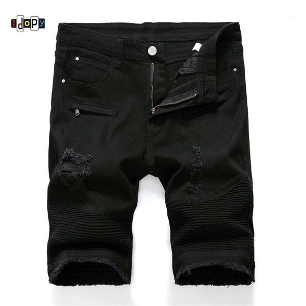 Jeans da uomo Idopy Uomo Strappato Biker Pantaloncini di jeans Moto estivo per uomo Multi tasche Designer di marca Plus Size 28-4012164