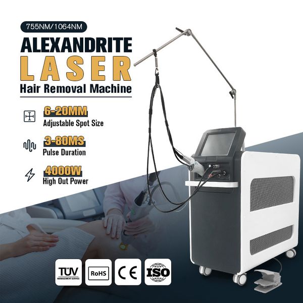 2023 Laser professionale a impulso lungo 1064nm 755nm ALEX ND YAG Laser Alessandrite Macchina per la depilazione del corpo Epilatore per capelli indolore permanente veloce