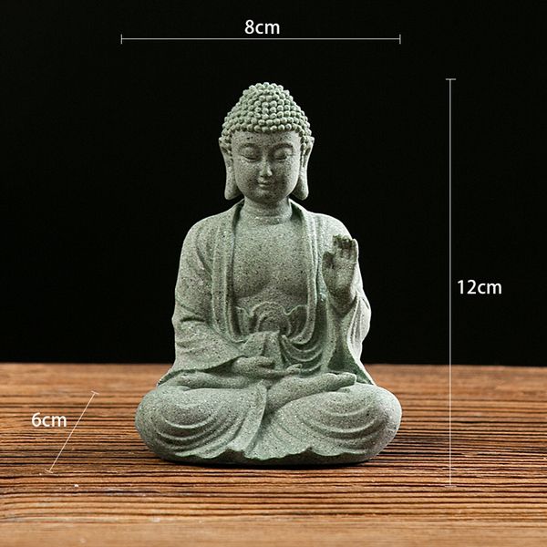 Oggetti decorativi Figurine Ornamento buddista Decorazione acquario da giardino Buddha seduto Pietra in resina Effetto Zen Figurine buddiste Opera d'arte in arenaria 230914