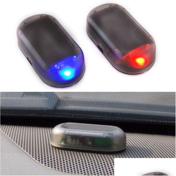 Alarma Seguridad Coche Luz Falsa Energía Solar Simated Dummy Advertencia Inalámbrica Antirrobo Precaución Lámpara LED Intermitente Imitación Gota Entregar DHBGI