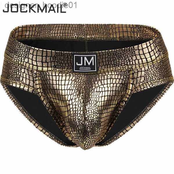 Трусы на складе Jockmail Сексуальное мужское нижнее белье Слипы Hombre Стринги Мужские сексуальные мужские трусы Бикини Танга Гей Нижнее белье Мешочек для пениса Большая оболочка Jockstrap L230915