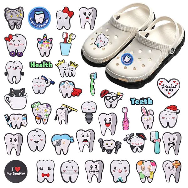 Großhandel 100 Stücke PVC Zahngesundheit Zähne Kinder Garten Schuh Charms Liebe Mein Zahnarzt Dekorationen Für Knopf Clog Rucksack Urlaub Geschenk