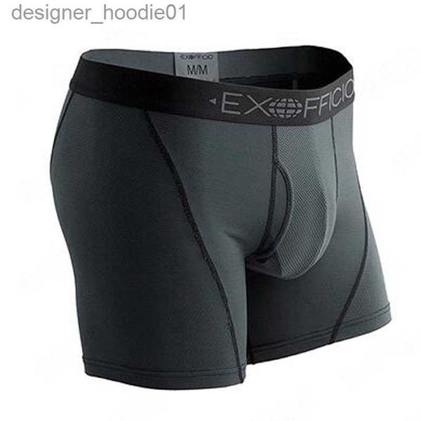 Cuecas Frete grátis Exofficio Men's Give-N-Go Sport Mesh 6 polegadas Boxer Breve Estilo ~ Homens de secagem rápida Roupa interior EUA Tamanho S-XL L230915