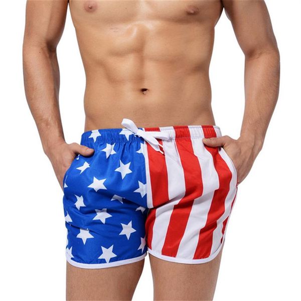 Shorts com bandeira americana para homens, calças de praia, pijama esportivo com setas, shorts masculinos, verão, calças curtas para praia 270e