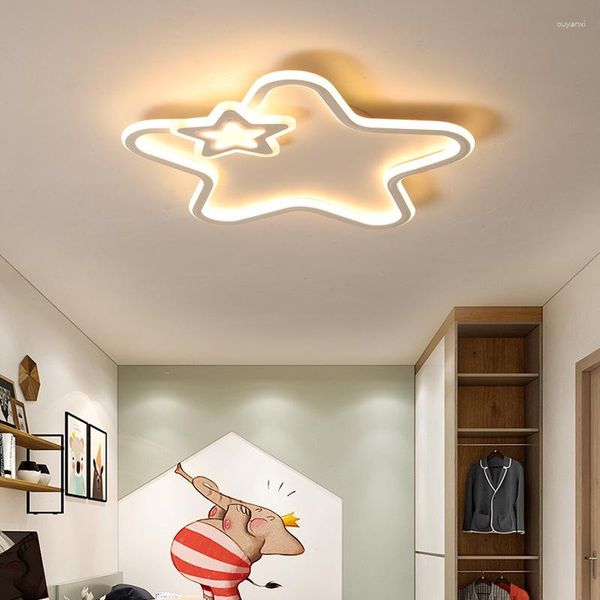 Lâmpadas pendentes personalidade LED lâmpada de quarto infantil teto meninos e meninas princesa quente quarto romântico cinco pontas estrela
