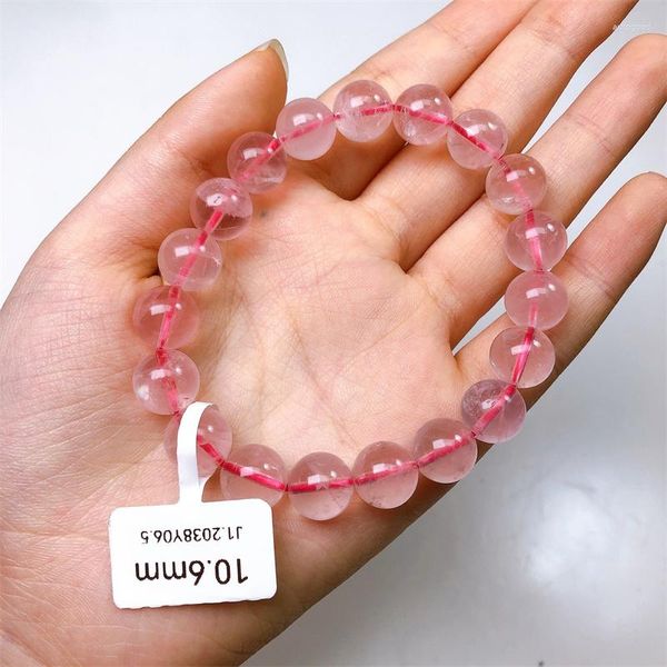 Bracciale in quarzo rosa con stella naturale, gioielli in cristallo fatti a mano, braccialetto alla moda elasticizzato, regalo di compleanno per bambini 1 pz 10,6 mm