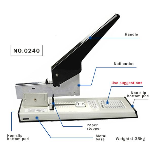 Staplers 1 Kutu 23/13 Zımba / Büyük Kapasiteli Kağıt Bağlama Zımbası Ağır Dereceli Bookbinding Zımbalama Elle Çalışır 0100 0240 230914