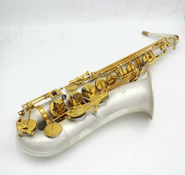 Saxofone tenor com chave de ouro banhado a prata acetinada, música oriental B flat pro