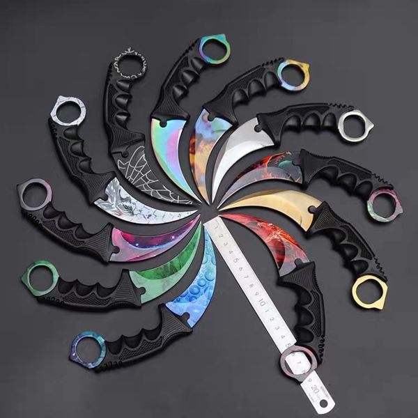 Taktik karambit bıçağı kılıf ve kordon kavisli bıçak av bıçağı hayatta kalma kesici açık taktik sabit bıçaklar ile en iyi kalite