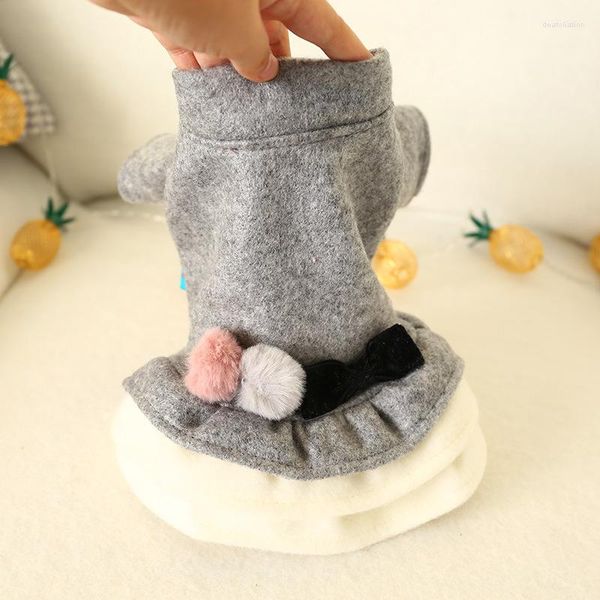 Abbigliamento per cani Abbigliamento invernale per cani caldi Abiti da principessa con fiocco adorabile Cappotto con gonna a forma di palla di pelo carino per articoli per animali di peluche Chihuahua