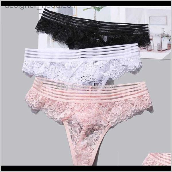 Mutandine da donna Abbigliamento da donna Drop Delivery 2021 Gstring Donne sexy Perizoma in pizzo floreale Mutandine Lowrise Tback Panty Moda Organza Bikini Intimo Lady Ling L23091