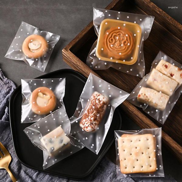 Envoltório de presente 100 pcs auto-adesivo transparente ponto doces sacos de plástico claro comida biscoito bolsa de embalagem de aniversário de casamento