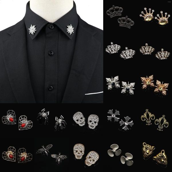 Broches 1 par vintage moda luxo coroa broche crânio estrela aranha camisa colar pino para homens mulheres chique canto emblema jóias acessório