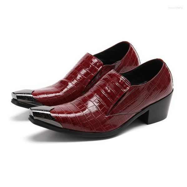 Модельные туфли 6 см, кожаные мужские туфли на высоком каблуке, итальянский стиль, модные, повседневные, для вечеринок, элегантные, с острым носком, для свадьбы, для жениха