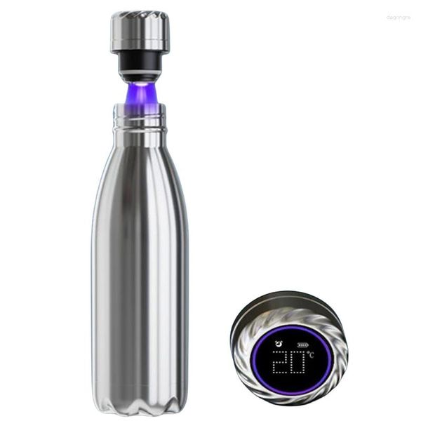 Bottiglie d'acqua Promemoria bottiglia intelligente per bere Acciaio inossidabile isolato 500ml Display digitale della temperatura Uv Autopulente termico