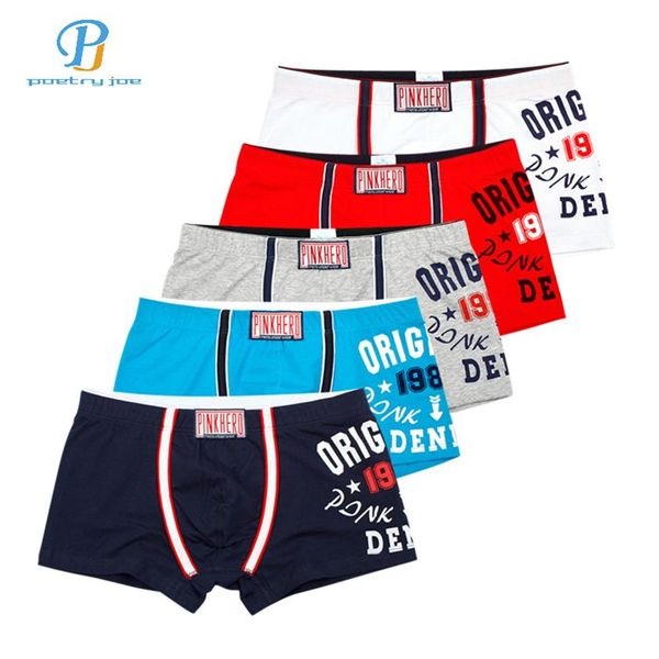 Heroes 5 pz / lotto Rosa Uomo Intimo Boxer Sexy Cotone stampato Boxer Intimo uomo Mezzo pacco Uomo Pantaloncini in cotone Boxer275V