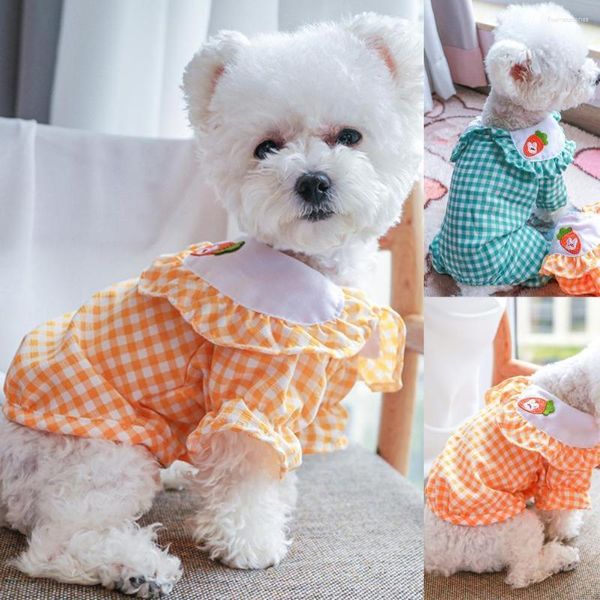 Vêtements pour chiens Chemise Adorable Respirant Polyester Vert Grille Quatre Jambes Vêtements Pour Les Mariages