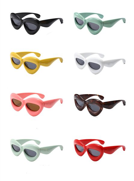 Neue Big lip Sonnenbrille Frauen Männer Trendy Vintage Marke Designer Hip Hop Quadrat Grün Rot Sonnenbrille Weibliche Brillen UV400 8 farben