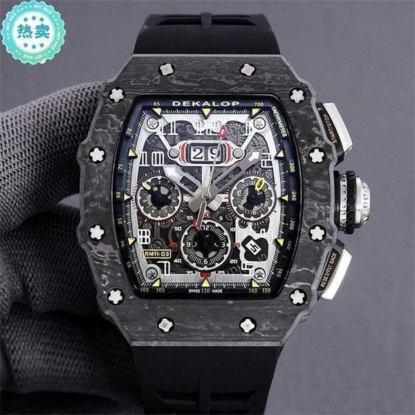 Milles Watches Designer Richar Watche Mechanische Uhr Red Devil Carbon Fiber mit Hohlschwungrad Schweizer Uhrwerk Rm35 Herrenarmbanduhr