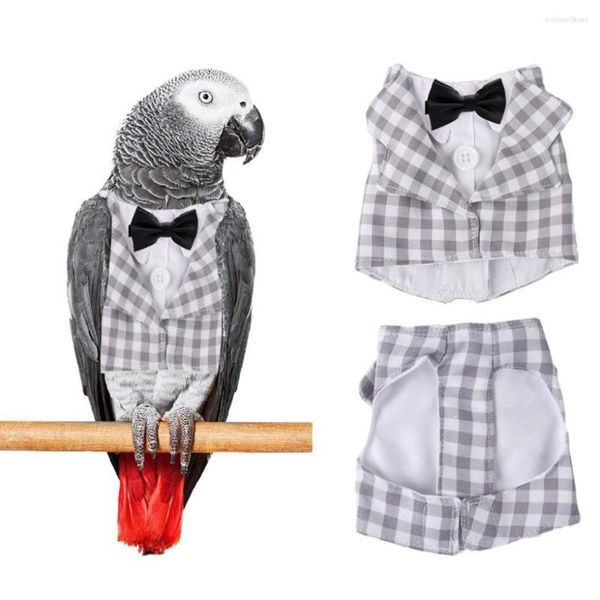 Diğer kuş malzemeleri sevimli kuşlar uçuş takım elbise ile papyon papağan kıyafetleri ile ev üniforması Afrika gri mini maka hayvan