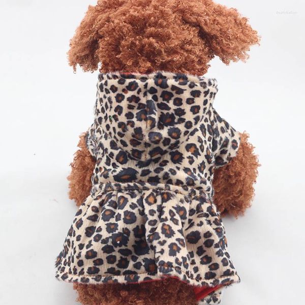 Abbigliamento per cani Gonna tutu con motivo leopardato invernale Abbigliamento per animali domestici Giacche per cani di piccola taglia Abbigliamento per gatti Costume caldo da carlino Yorkshire