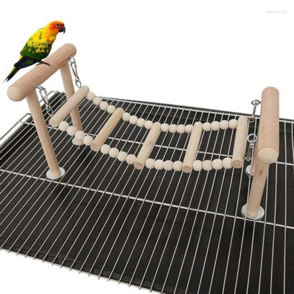 Outros suprimentos de pássaros de madeira papagaio poleiros suporte brinquedos balanço escalada escada brinquedo periquito cockatiel lovebirds tentilhões playground c42