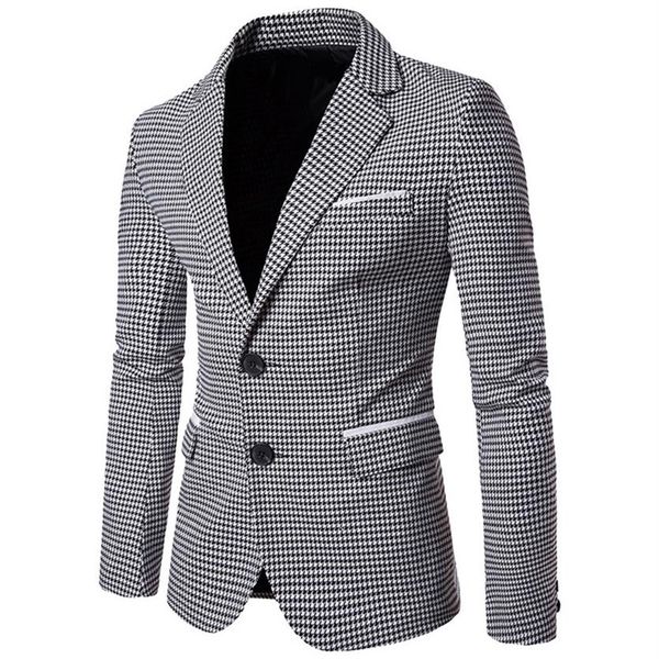 NIBESSER Casual Plaid Print Männer Blazer Mode Langarm Hochzeit Kleid Mantel Herbst Weiß Social Business Herren Blazer Jacket2400