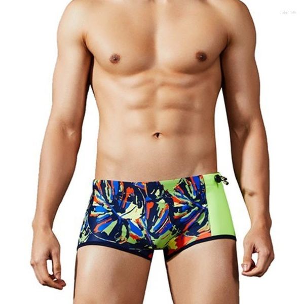 Erkek mayo seksi baskı yüzme gövdeleri erkek eşcinsel erkek mayo yüzme şort bikini boksör erkek plaj sörf mayo spor giymek