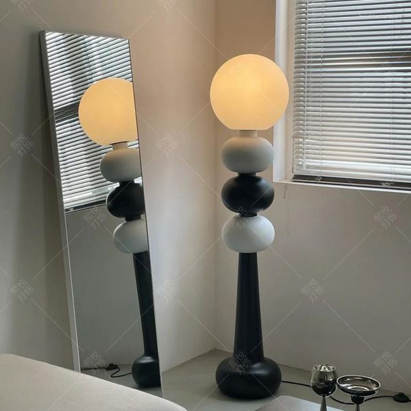 Lâmpadas de assoalho lâmpada vintage sala de estar quarto decoração redonda bola vertical luz ambiente