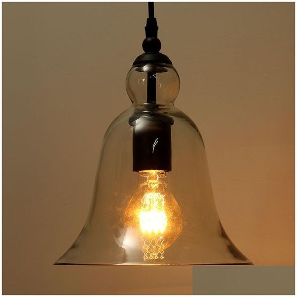 Lâmpadas pendentes antigo estilo vintage sombra de vidro luminária luminária americana moderna loft cristal sino retro lustre luzes d dhbni