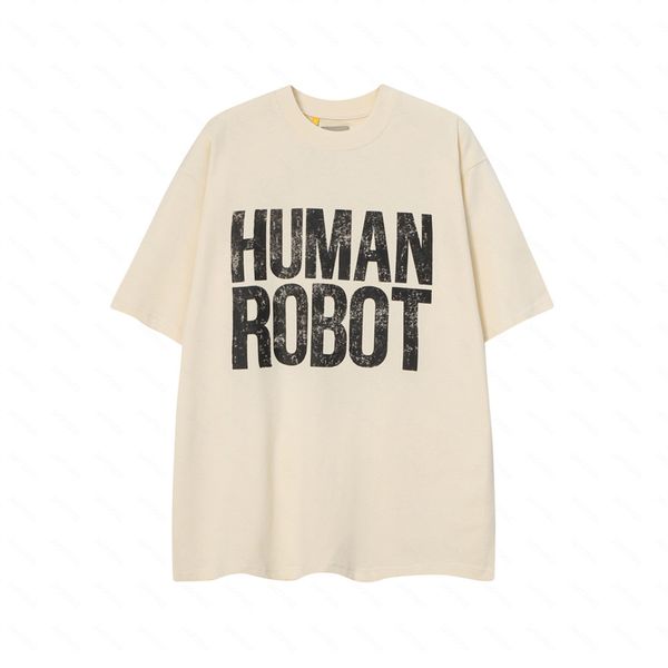 Galerien DEPT Harajuku 23SS Frühling Vintage Washed Gold Stempel HUMAN ROBOT Buchstaben gedruckt Logo T-Shirt lose übergroße Hip Hop Unisex Kurzarm-T-Shirts GZF