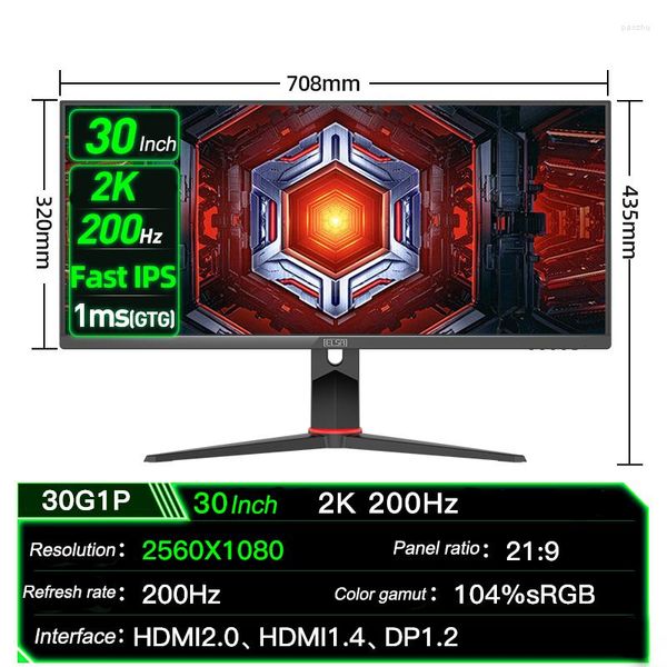 Monitore o jogo portátil 2K 200Hz do computador do jogador do PC 144hz tela da exposição 2560x1080 do LCD de 30 polegadas