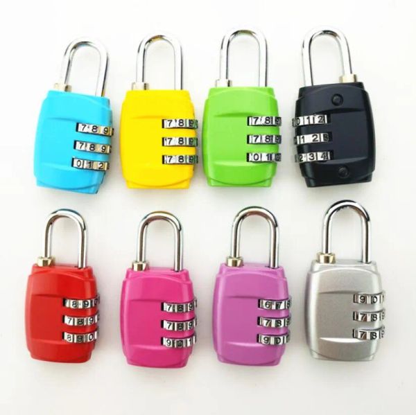 Код безопасности TSA, замки для багажа, 3-значная комбинация, навесные замки со стальным ключом, одобренный дорожный замок для чемоданов, пароль для багажа, 8 цветов ZZ