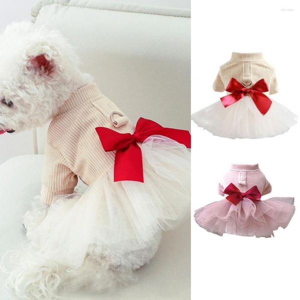 Vestuário para cães lindo vestido botão fechamento pet atraente decorativo de duas pernas saia de tule de gato