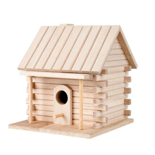 Gaiolas para pássaros, acessórios para gaiolas de pássaros para exterior, casa de madeira, caixa de nidificação, ninhos pendurados, decoração de jardim doméstico, 2003