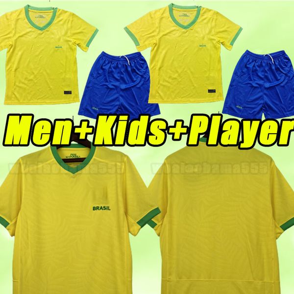 2023 2024 Brasil Camisas de futebol Marcelo Pele Paqueta Neres Coutinho Firmino Jesus Vini Jr 23 24 Brasil Camisa de futebol Fãs Jogador Versão Home Away Homens Crianças