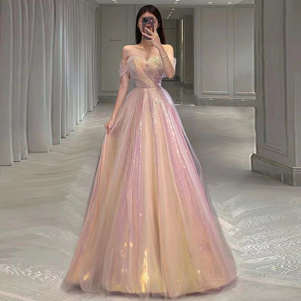 Shiny Mother of the Bride for Weedings Dresses Dresss Tulle Long a Line Party Plus Size Wedding Ospite Bling Appliqued Pavimento Abito da sera 403