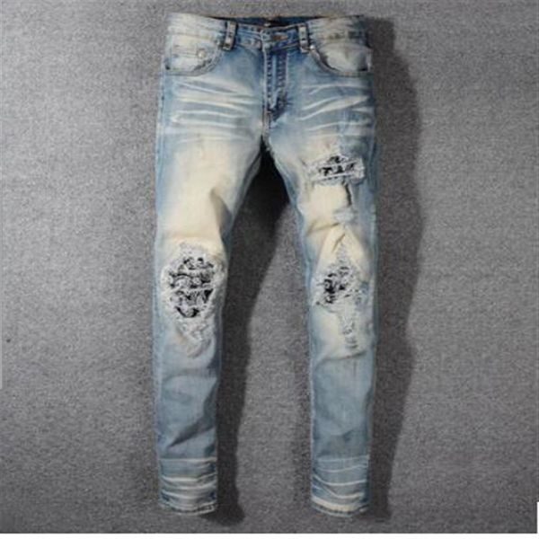 Giyim Tasarımcı Pantolon Slp Erkek Tasarımcı Tişörtleri Panter Baskı Ordu Yeşil Yıkılmış Erkek Denim Düz Bikter Skinny Jeans 2871